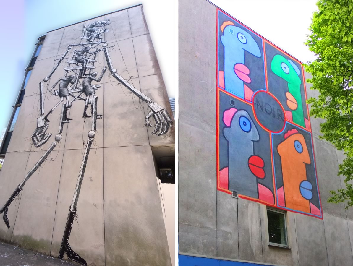 Street Art by Phlegm and Thierry Noir