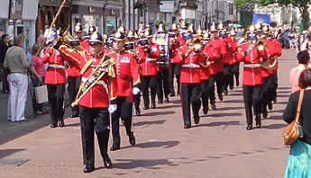 The Prince of Wales's Division Band marches along East Street at the head of the Procession.