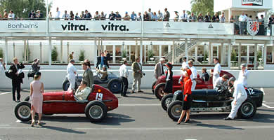 Gridline display of Brooklands cars