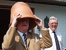 Ted with urn.